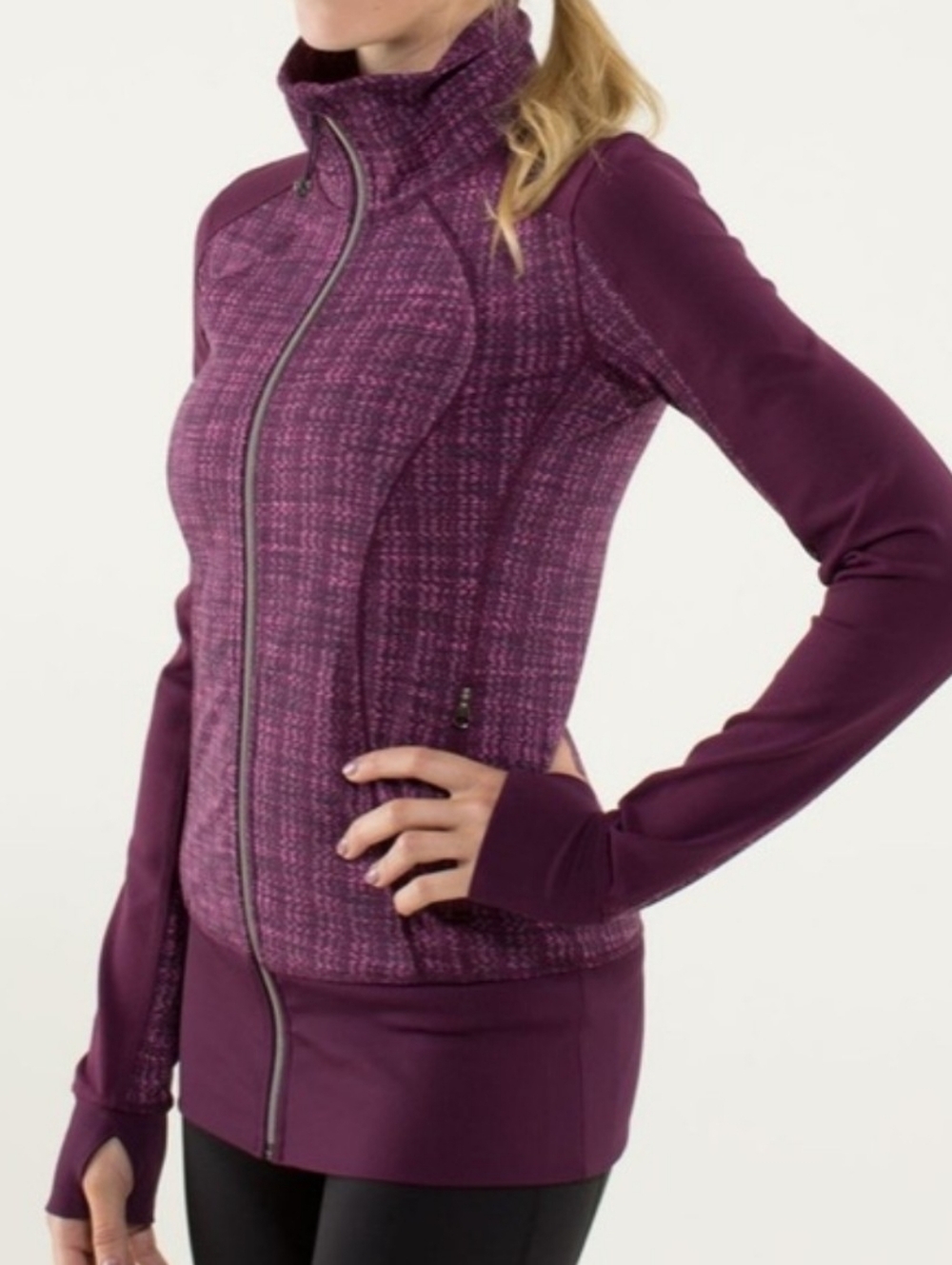 Lululemon Nice Asana Ziggy Wee August Glo Plum Women's Full Zip Jacket Size 8